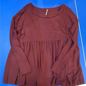 Free People Maroon Long Sleeve Top